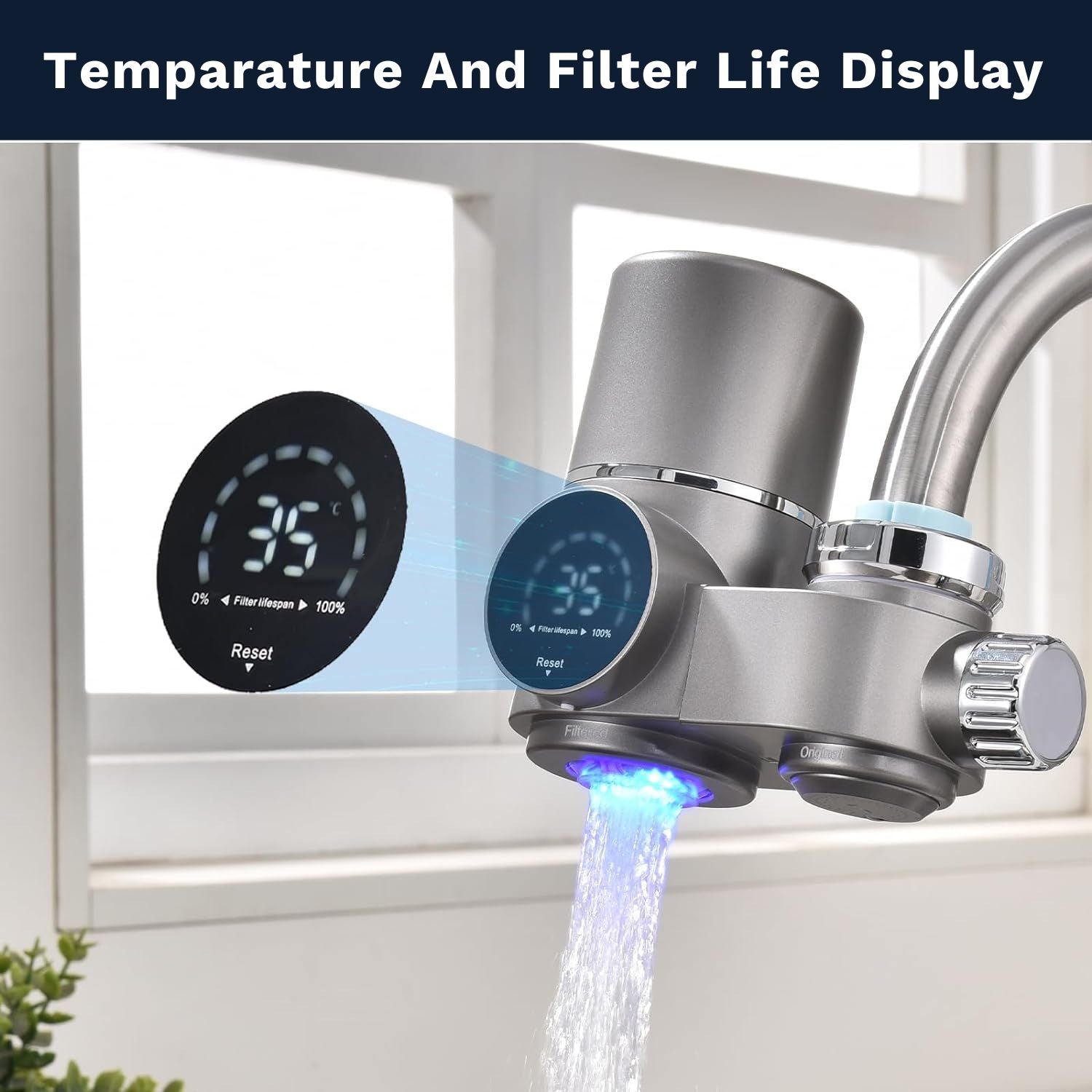 water filter purifier with temparature and filter life display